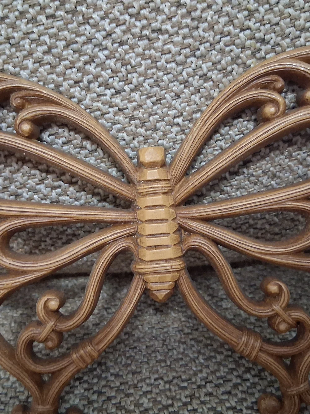 Vintage Homco Faux Wicker Butterfly Wall Hanging